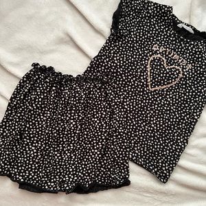 Girls 8/10 H&M black & ivory polka dot 2 piece set super soft and light weight.